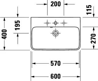Duravit Waschtisch compact ME by Starck 600mm, Weiß Seidenmatt, mit ÜL, mit HLB, 1 HL, WG – Bild 3