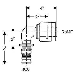 Geberit Mepla Übergangswinkel 90Gr mit MasterFix PVDF d20-MF20 – Bild 4