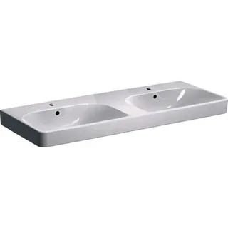 Geberit Smyle Square Doppelwaschtisch 120x48cm, mit Hahnloch, mit Überlauf, weiß – Bild 2