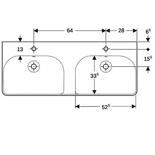 Geberit Smyle Square Doppelwaschtisch 120x48cm, mit Hahnloch, mit Überlauf, weiß – Bild 5