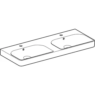 Geberit Smyle Square Doppelwaschtisch 120x48cm, mit Hahnloch, mit Überlauf, weiß, KeraTect – Bild 3