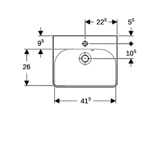Geberit Smyle Square Handwaschbecken, 45x36cm mit Hahnloch, mit Überlauf asym., weiß – Bild 5