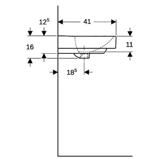 Geberit Smyle Square Handwaschbecken, 50x41cm mit Hahnloch, mit Überlauf, weiß – Bild 5