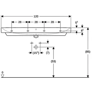 Geberit Smyle Square Waschtisch, 120x48cm ohne Hahnloch, mit Überlauf, weiß – Bild 4