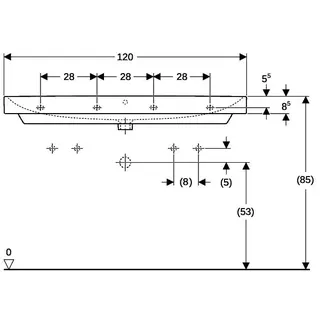 Geberit Smyle Square Waschtisch, 120x48cm zwei Hl., mit Überlauf, weiß – Bild 4