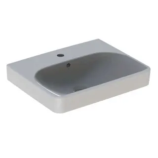 Geberit Smyle Square Waschtisch, 55x44cm mit Hahnloch, mit Überlauf, weiß – Bild 2
