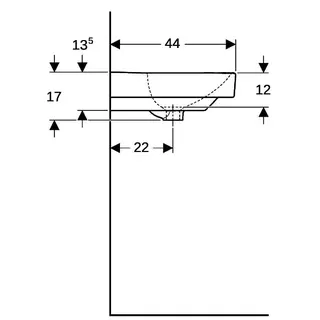 Geberit Smyle Square Waschtisch, 55x44cm mit Hahnloch, mit Überlauf, weiß – Bild 5