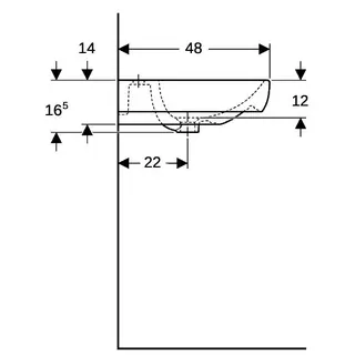 Geberit Smyle Waschtisch, 60x48cm mit Hahnloch, mit Überlauf, weiß – Bild 5