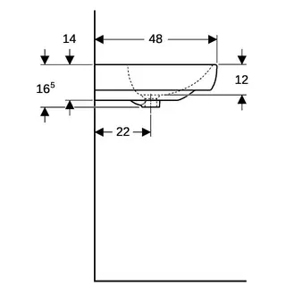 Geberit Smyle Waschtisch, 70x48cm mit Hahnloch, mit Überlauf, weiß – Bild 5