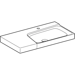 Geberit Xeno2 Waschtisch m. Ablg. links, 90x48cm mit Hahnloch, ohne Überlauf, weiß, KeraTect – Bild 3