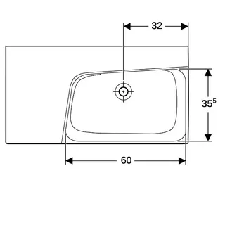 Geberit Xeno2 Waschtisch m. Ablg. links, 90x48cm ohne Hahnloch, ohne Überlauf, weiß, KeraTect – Bild 5