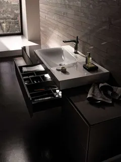 Geberit Xeno2 Waschtisch m. Ablg. rechts, 90x48cm mit Hahnloch, ohne Überlauf, weiß, KeraTect – Bild 3