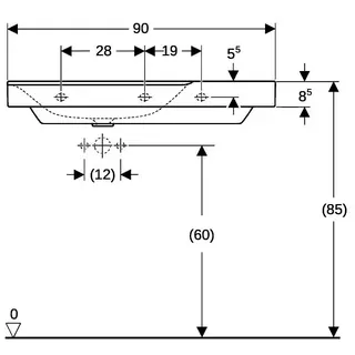 Geberit Xeno2 Waschtisch m. Ablg. rechts, 90x48cm ohne Hahnloch, ohne Überlauf, weiß, KeraTect – Bild 4
