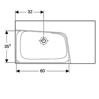 Geberit Xeno2 Waschtisch m. Ablg. rechts, 90x48cm ohne Hahnloch, ohne Überlauf, weiß, KeraTect – Bild 5