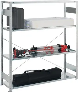 Großfachsteckregal H2000xB1700xT500mm Grundregal verz.silber 4 Stahlböden – Bild 2