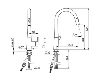 EHM Küchenarm. HANSADESIGNO Style 5136 Ausld. 200 mm DN15 chr – Bild 2