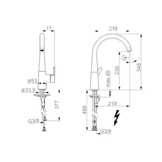 EHM Küchenarm., ND HANSADESIGNO Style 5102 Ausld. 200 mm DN15 chr – Bild 3