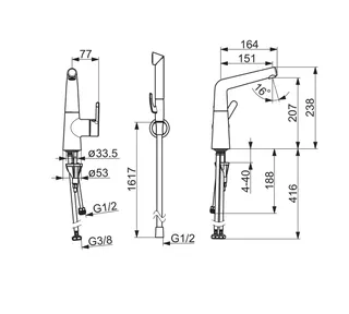 EHM Waschtisch-Batt. HANSADESIGNO Style 5134 Ausld. 151 mm DN15 chr – Bild 2