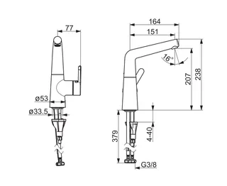 EHM Waschtisch-Batt. HANSADESIGNO Style 5149 Ausld. 150 mm DN15 chr – Bild 2
