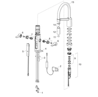 Küchenarm. HANSAFIT 6525 2-strahlig 230/5 V Ausld. 200 mm DN15 chr – Bild 5