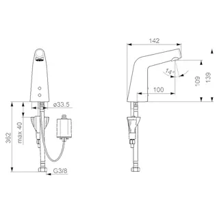 Waschtisch-Batt. HANSADESIGNO Style 5193 6 V Ausld. 100 mm DN15 chr – Bild 4