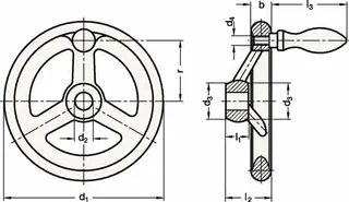 Handrad GN 950 b 15mm d1 100mm d2 10mm GANTER – Bild 2