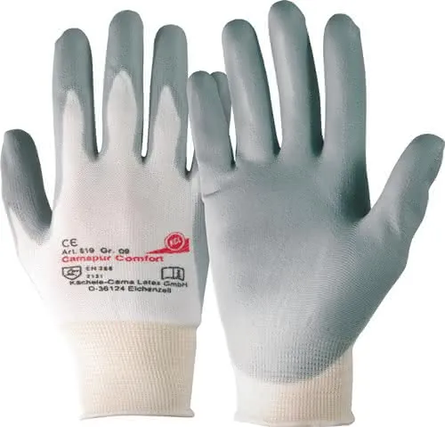 Handschuhe Camapur Comfort 619 Gr.10 wei ß/grau Polyamid mitPUR EN 388 Kat.II