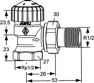 Heimeier Thermostat-Ventilunterteil eck "kurz" V-exact, DN15, vern, 3451-02.000 – Bild 5