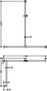 HEWI DUHA, d:25/30,A1:1250, W1:1185, W2: 765, links, chrom – Bild 5