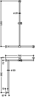 HEWI DUHA,d:25/30,A1:1250,W1:765,W2:965, links, chrom – Bild 5