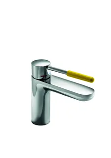 HEWI Einhebel-Waschtischmischer, mit farbigem Griffelement senfgelb