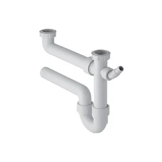 Geberit Rohrbogengeruchsverschluss für zwei Spülbecken Abgang horiz. G1 1/2x40 OM