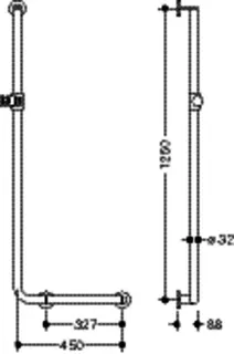 HEWI Winkelgriff m.Br.H.,d:32, A1:1250, W1:450,re,chr,Brh.Kst. anthrazitgrau – Bild 5