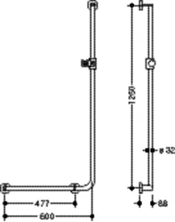 HEWI Winkelgriff m.Br.H.,d:32, A1:1250, W1:600,li,schliff,Brh.Kst. signalweiß – Bild 5