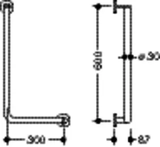 HEWI Winkelgriff,d:30, A1:600, W1:300, rechts, chrom – Bild 5