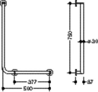 HEWI Winkelgriff,d:30, A1:750, W1:500, rechts, chrom – Bild 5