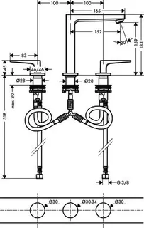 Hansgrohe 3-Loch Waschtischarmatur 160 Metropol BBC – Bild 2