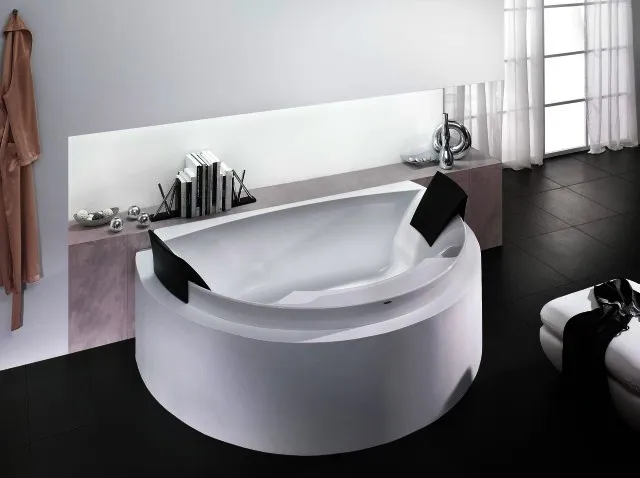 Hoesch Badewanne Aviva Halbrund 1800x1185 mit zwei Kopf-/Rückenstützen, Weiß