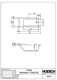 Hoesch Badewanne Foster 1700x750 weiß – Bild 2