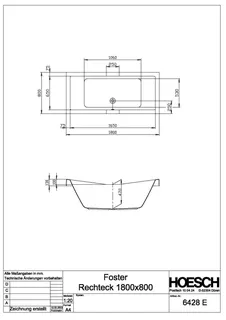 Hoesch Badewanne Foster 1800x800 weiß – Bild 2