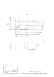 Hoesch Badewanne Happy D. 1800x800 rechts ohne Schürze, Weiß – Bild 2