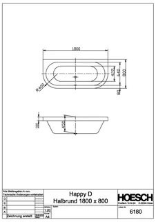 Hoesch Badewanne Happy D. 1800x800 weiß – Bild 2