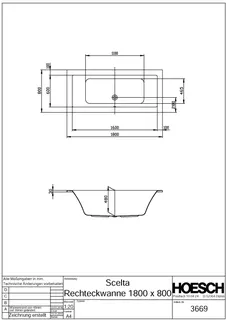Hoesch Badewanne Scelta 1800x800 weiß – Bild 2