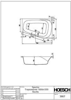 Hoesch Badewanne Spectra 1800x1200 rechts weiß – Bild 2