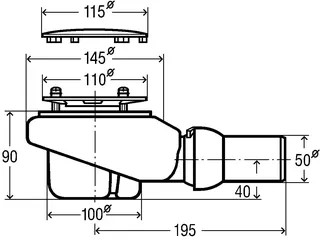 Zubehör Hoesch Compact 90 Ablaufarm. m. runder Abdeckung in Chrom – Bild 2