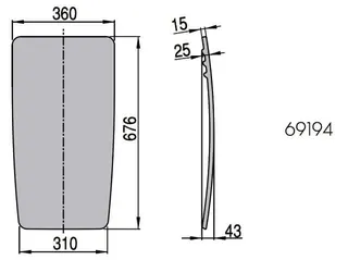Hoesch Zubehör Rückenlehne 676x360 mm aus Polyethuran für Badewanne Namur, Schwarz – Bild 2