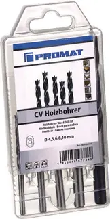 Holzspiralbohrersatz D.4,5,6,8,10mm 5tlg.CV-Stahl PROMAT
