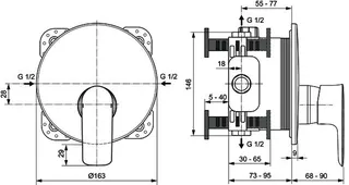 Ideal Standard Brausearmatur UP Connect Air, Bausatz 2, Rosette d:163mm, Chrom – Bild 4