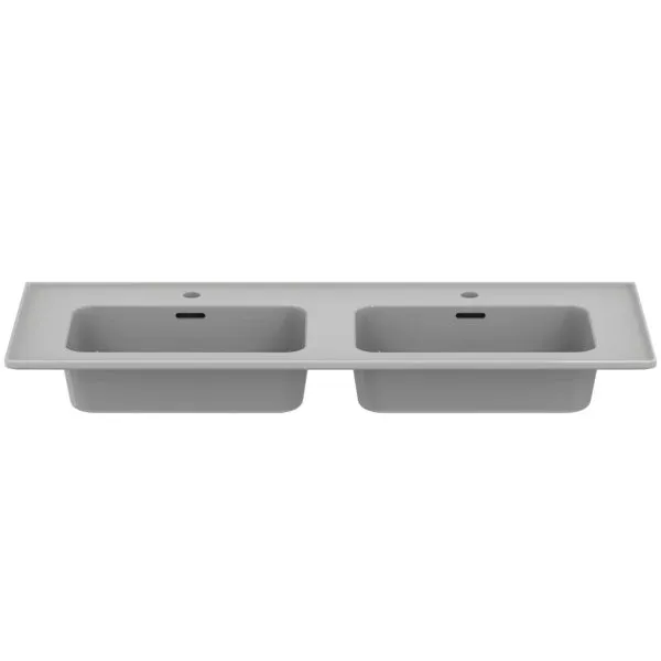 Ideal Standard Möbeldoppel-Waschtisch Strada II, je 1 Hahnloch, mit Überlauf, 1240x460x180mm, Weiß