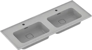 Ideal Standard Möbeldoppel-Waschtisch Strada II, je 1 Hahnloch, mit Überlauf, 1240x460x180mm, Weiß – Bild 4